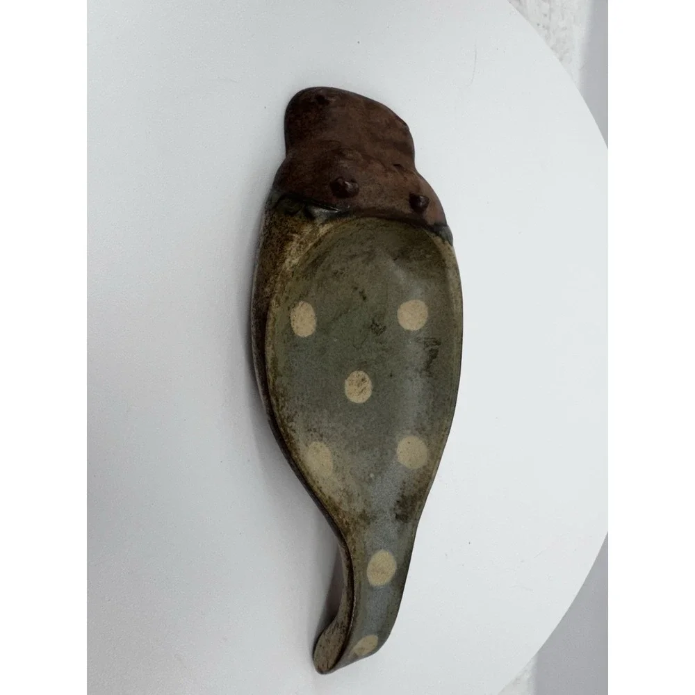 UCTCI Hippo Hippopotamus Spoon Rest Japan Stoneware Art‎ Pottery Polka Dots